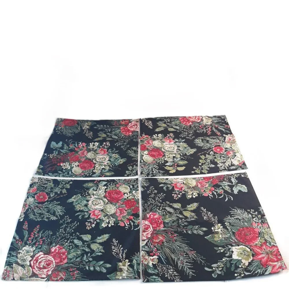 April Cornell Black Floral Napkins 15x15 (4) Dark Romantic Gothic Cottagecore
